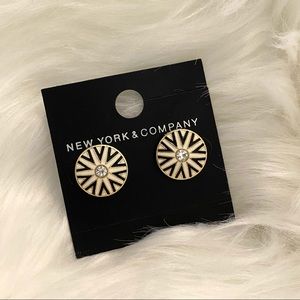 New York & Co Gold Tone Round Crystal Earrings